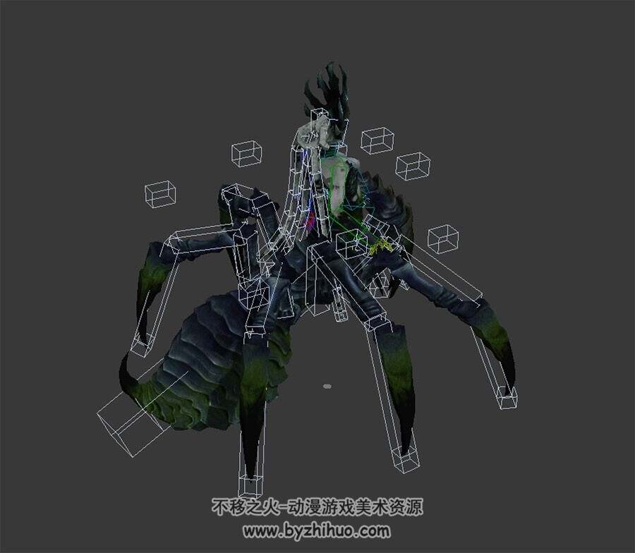 玄幻蜘蛛妖怪怪物行走动作带绑定3DMax模型下载
