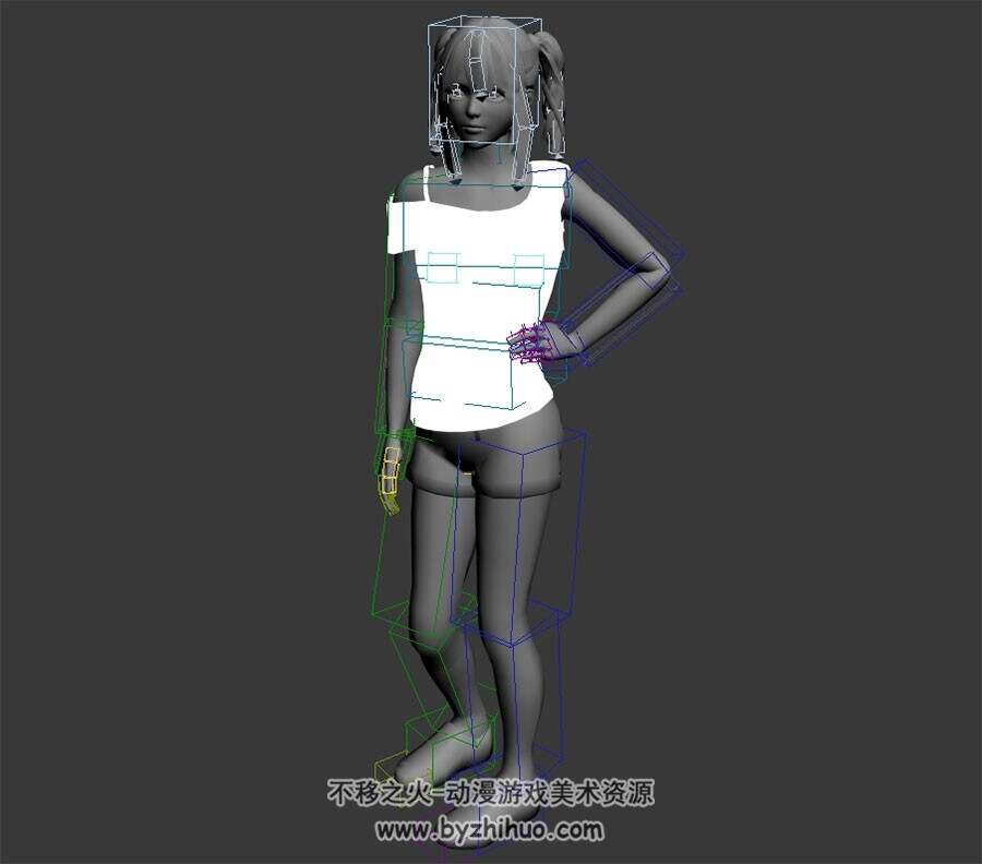 现代热裤女孩撩人动作3DMax模型下载 带绑定