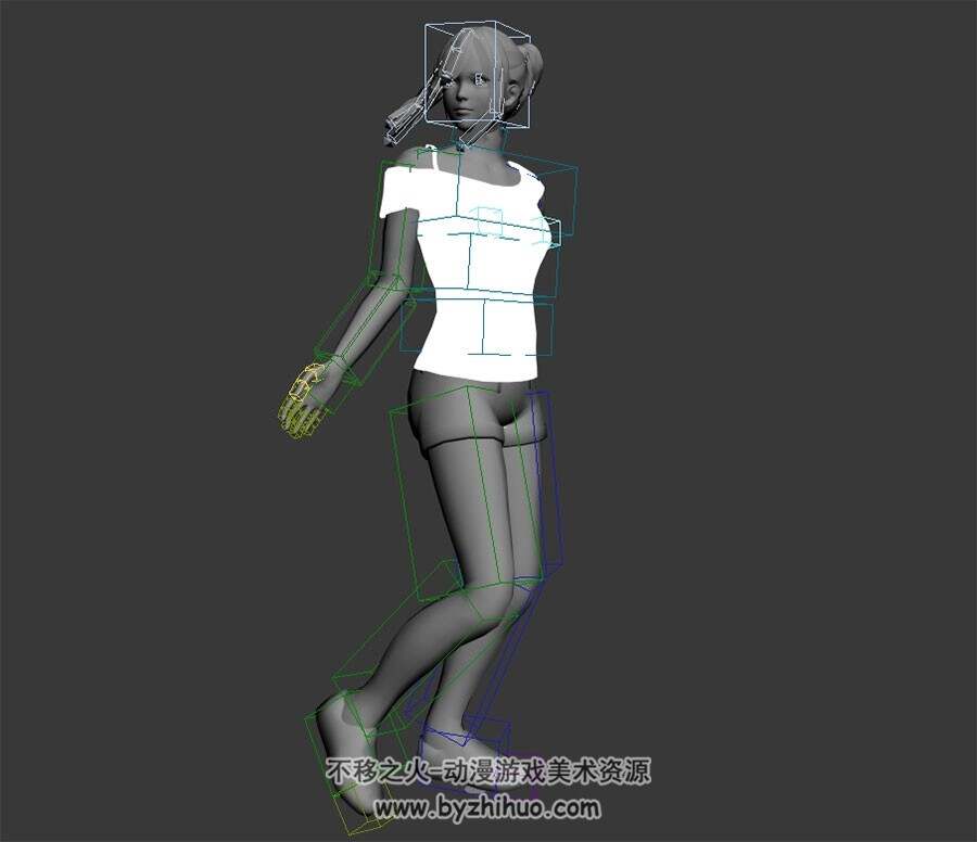 现代热裤女孩撩人动作3DMax模型下载 带绑定