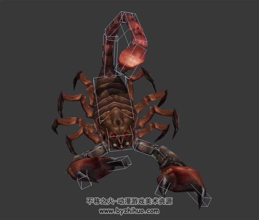 游戏动物蝎子3dMax模型下载 带绑定全套动作