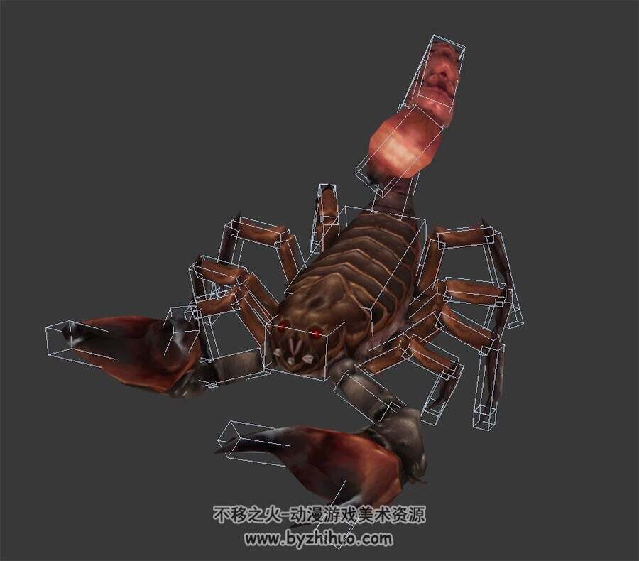 游戏动物蝎子3dMax模型下载 带绑定全套动作