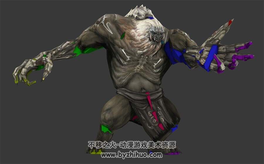 游戏怪物BOSS太猿魔3DMax模型下载 全套动作带骨骼绑定