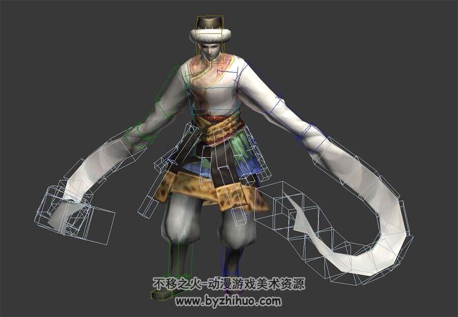藏族舞者起舞行走动作3DMax模型分享下载 带绑定