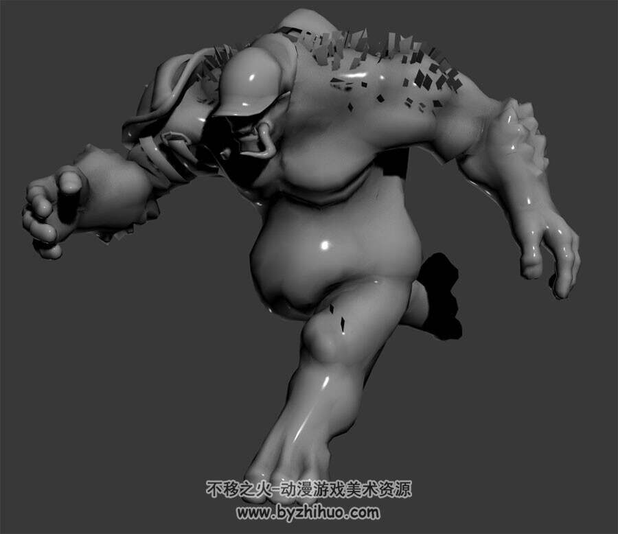 奔跑动作铠甲獠牙野兽怪物3DMax模型下载