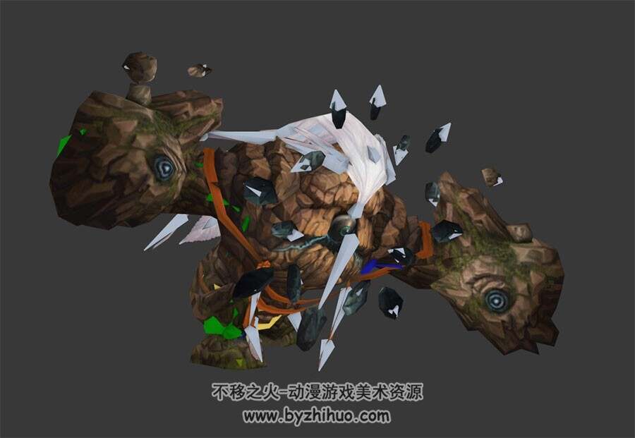 石头傀儡3DMax模型全套动作带骨骼下载