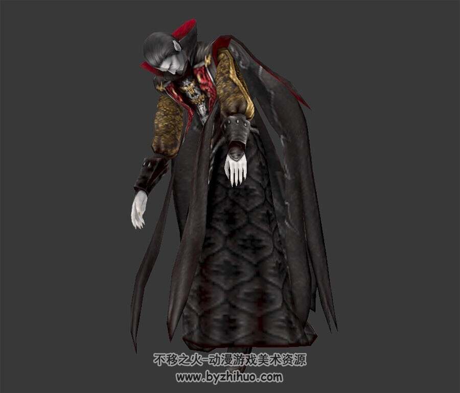 欧美风魔幻类游戏角色吸血鬼血族公爵3DMax模型全套动作下载