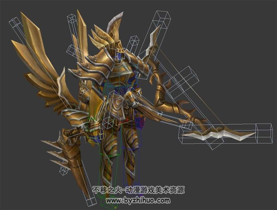 游戏召唤兽射手座弓箭手角色3DMax模型带绑定下载