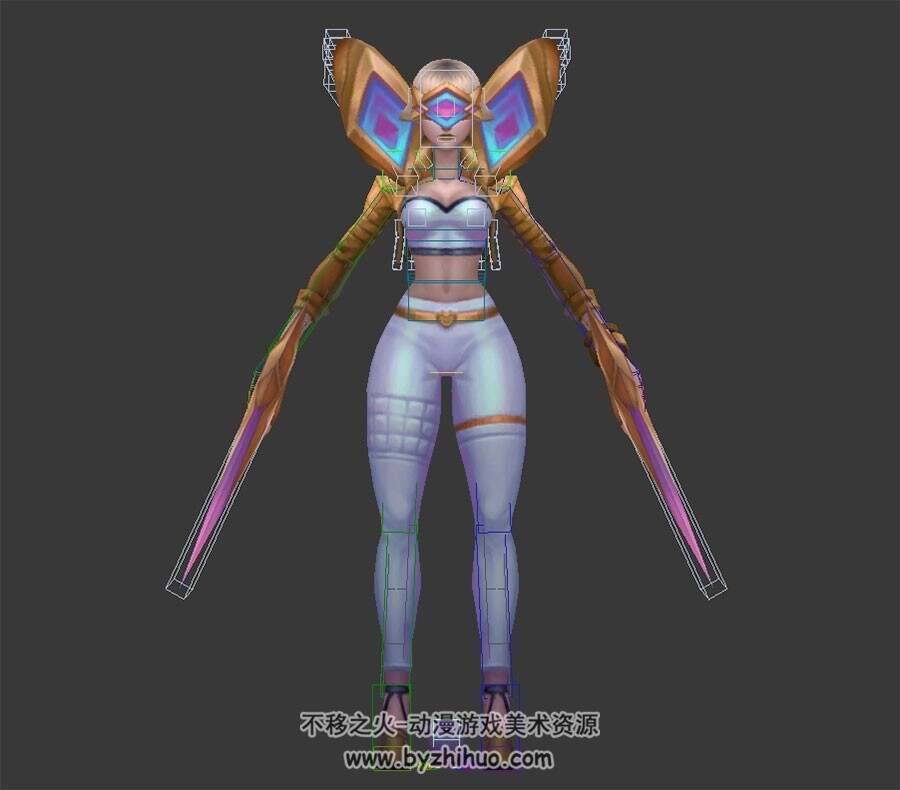 英雄联盟至臻KDA女团皮肤整带绑定3DMax模型Ahri Akali Evelynn Kaisa合集分享下载