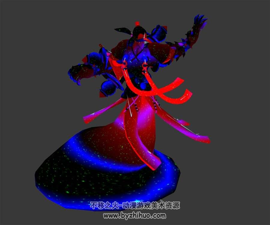游戏神之浩劫角色河伯全套动作3D模型下载 格式Max