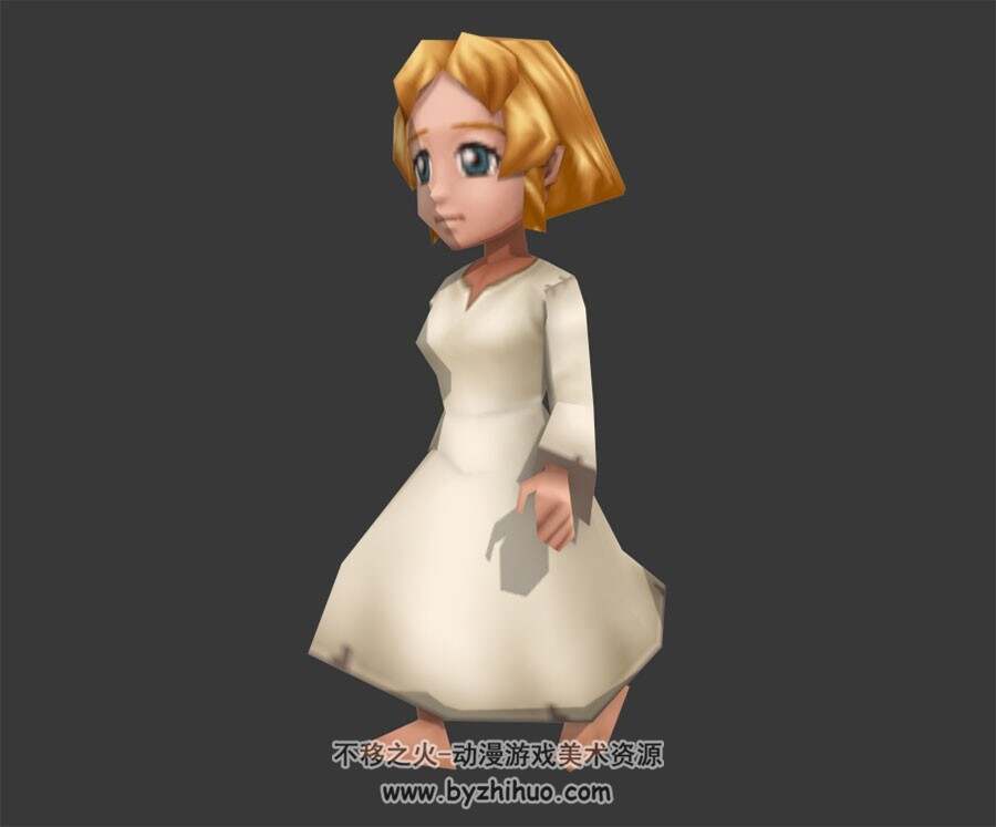 Q版平民少女3DMax模型下载 全套动作