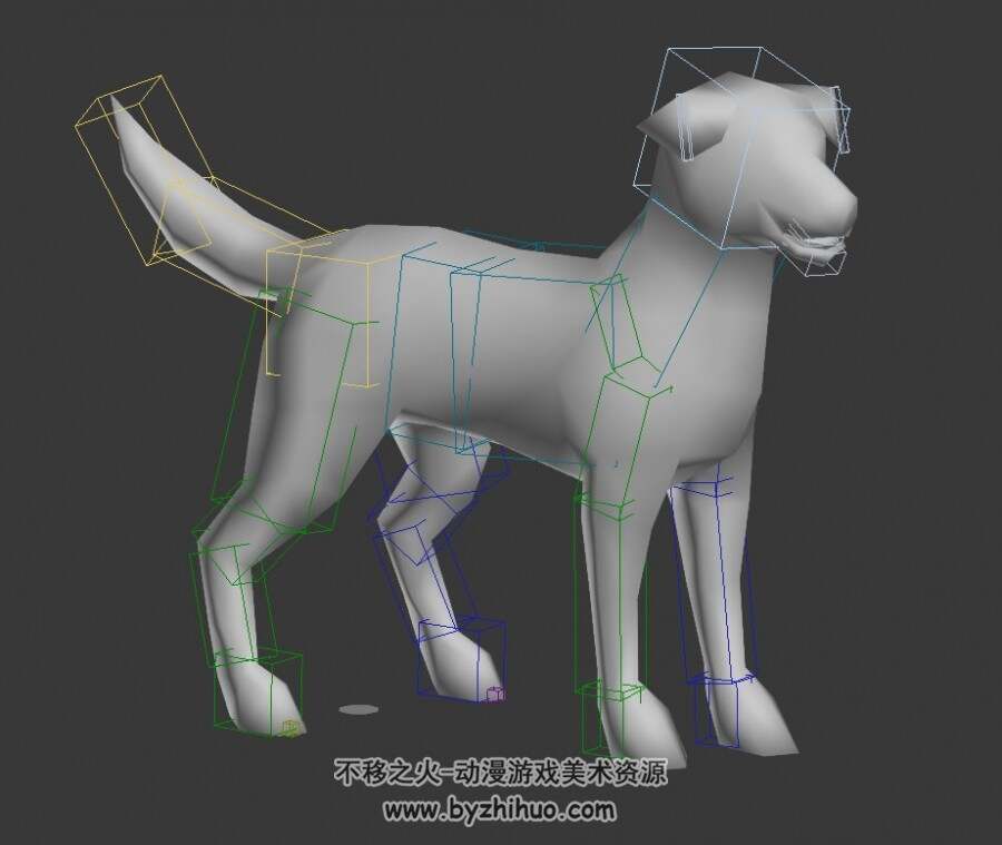 吠叫的狗狗3DMax白模分享带绑定动作下载