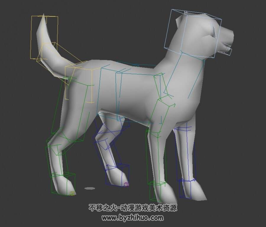 吠叫的狗狗3DMax白模分享带绑定动作下载