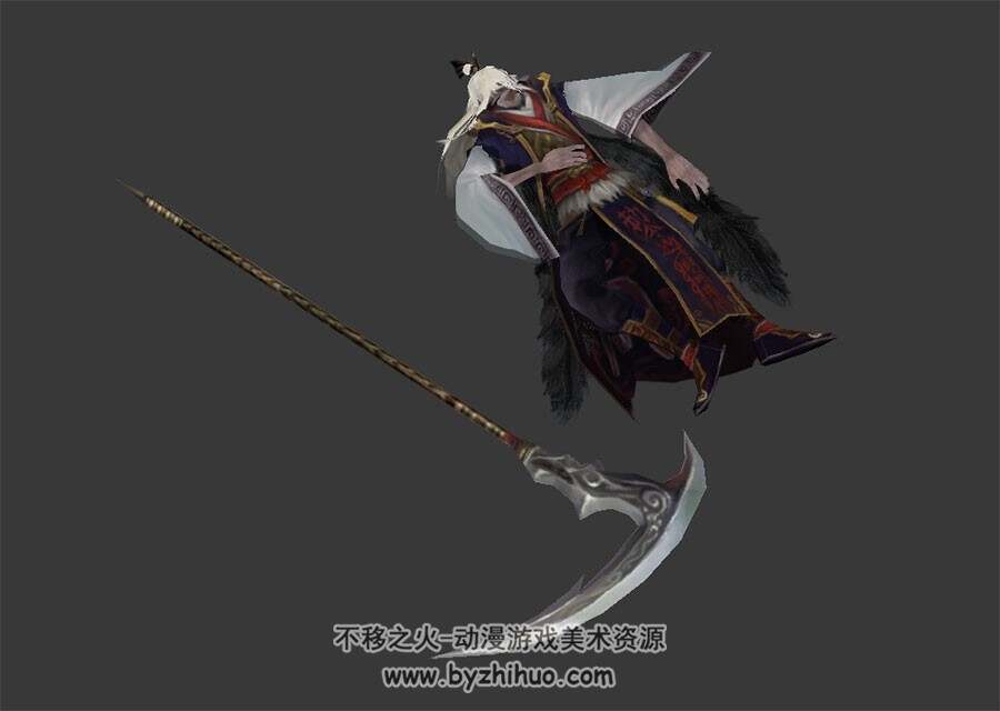 中式古装游戏角色人物 潇湘子3DMax模型下载 带绑定全套动作