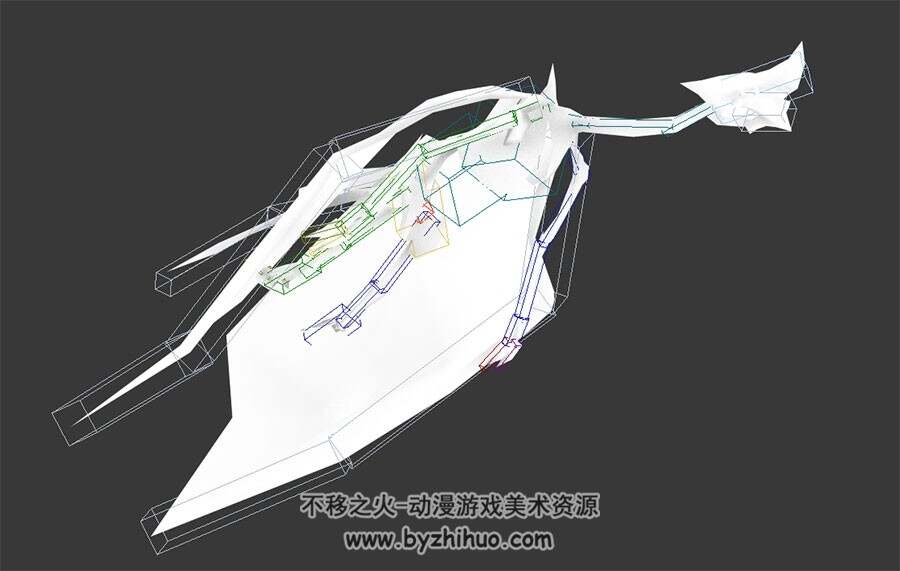 双翼骨龙白模全套动作3DMax模型下载
