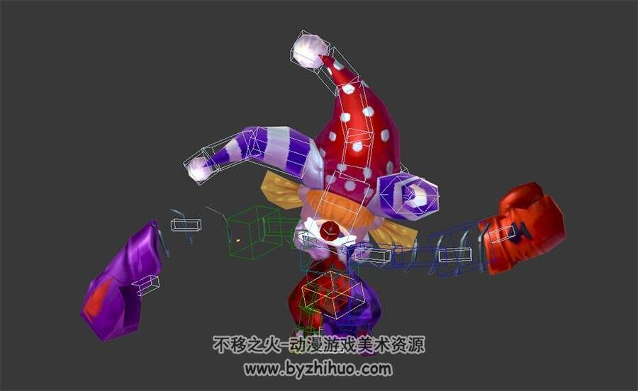 乐园小丑怪3DMax模型 全套动作带绑定下载