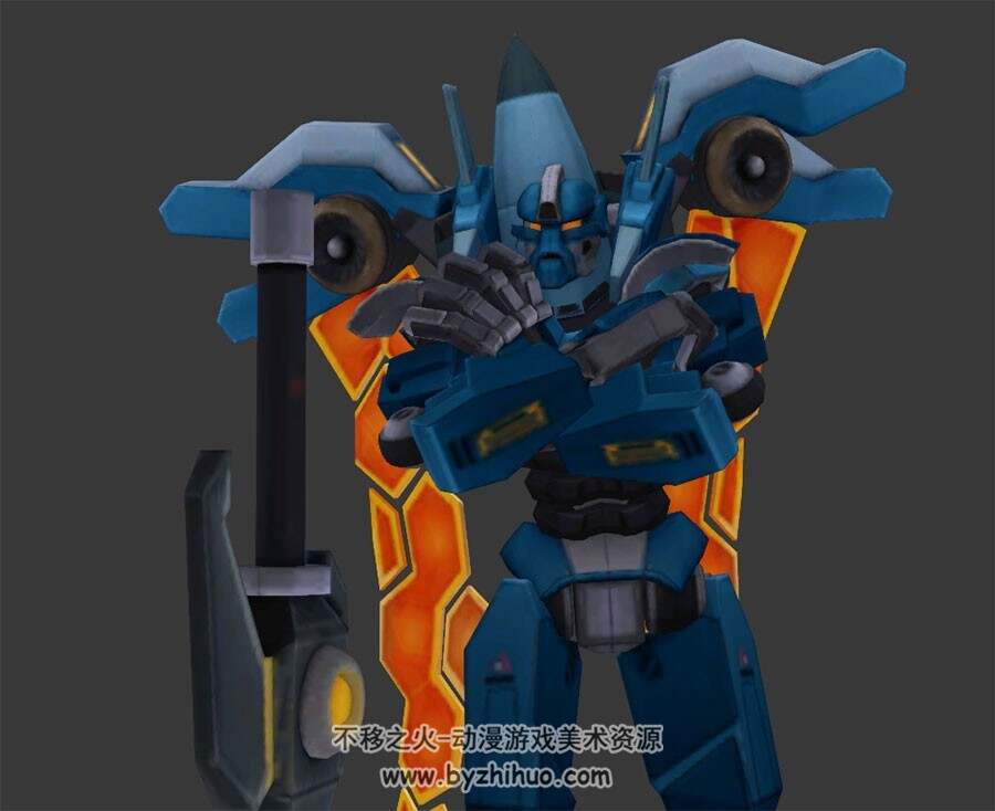 游戏角色剑魔及武器待机动作3DMax模型下载