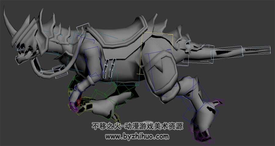 奔跑动作装甲恐龙3DMax模型下载
