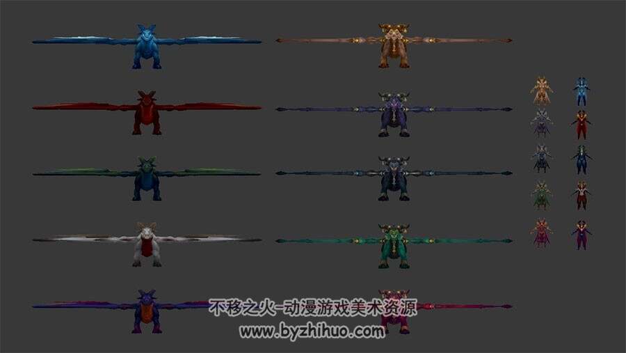 欧美魔幻风游戏角色生物龙女与龙合集3DMax模型分享下载
