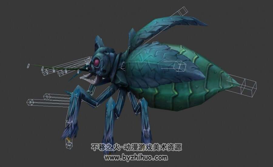 沼泽飞行怪物昆虫3DMax模型下载 带绑定