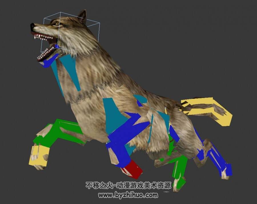 灰狼 3DMax模型带绑定全套动作下载