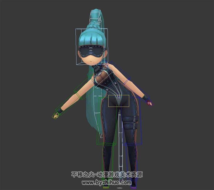 Q版剑灵时装女3DMax模型下载 全套动作带绑定下载