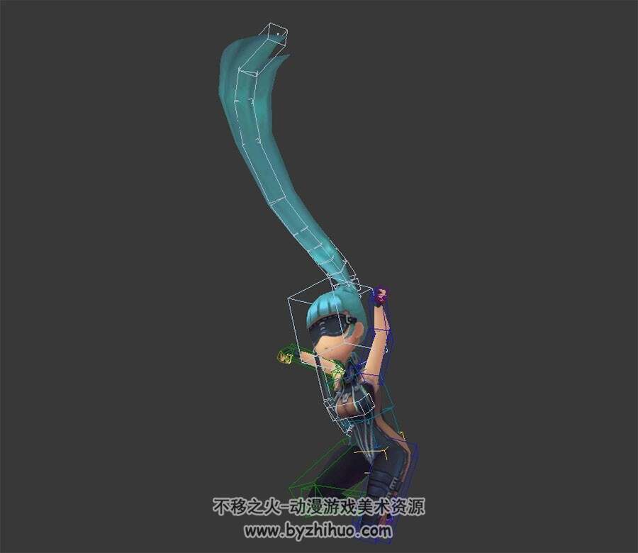 Q版剑灵时装女3DMax模型下载 全套动作带绑定下载