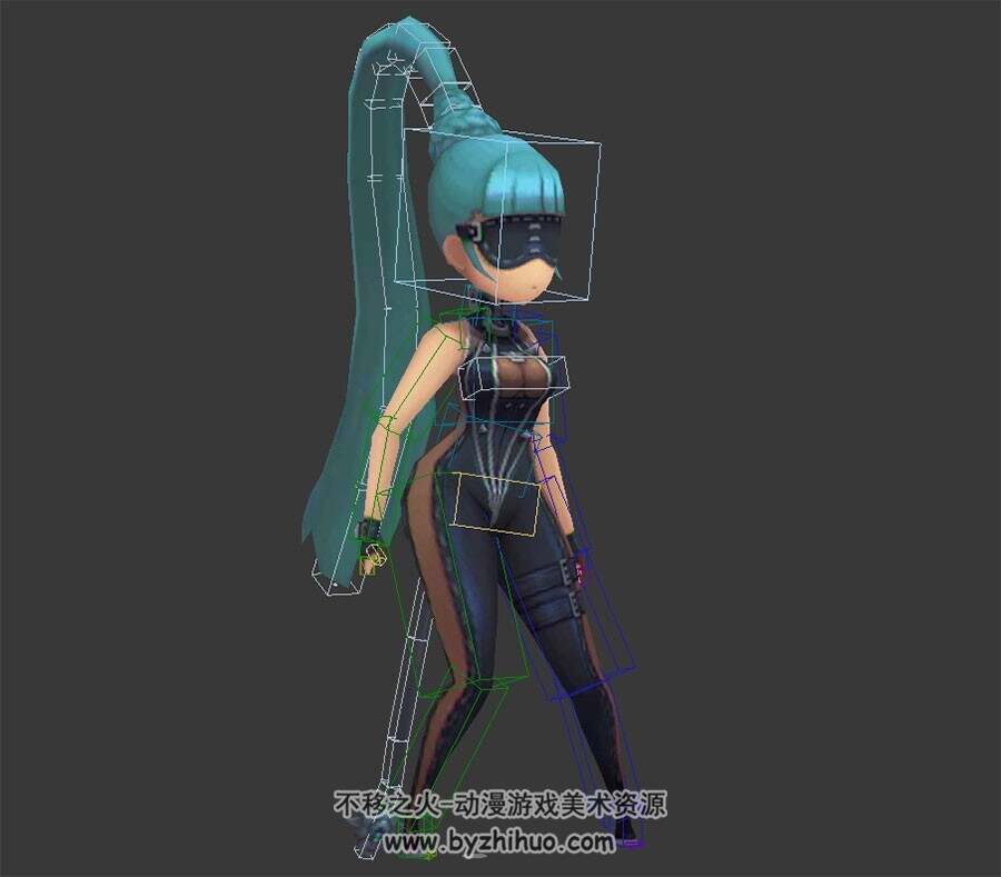 Q版剑灵时装女3DMax模型下载 全套动作带绑定下载