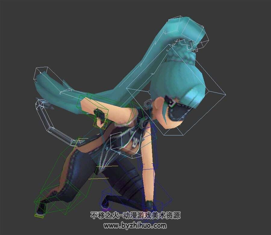 Q版剑灵时装女3DMax模型下载 全套动作带绑定下载