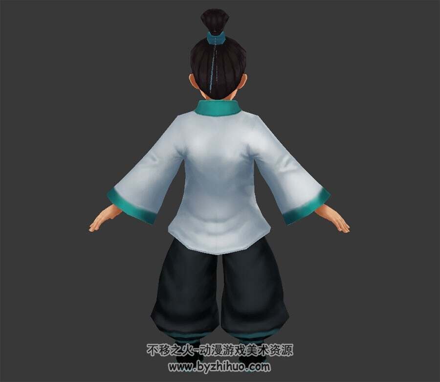 中式武侠风 习武徒弟3DMax模型带绑定下载