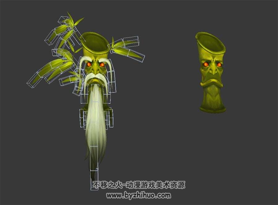 游戏怪物妖怪 竹子精3DMax模型下载 得绑定全套动作