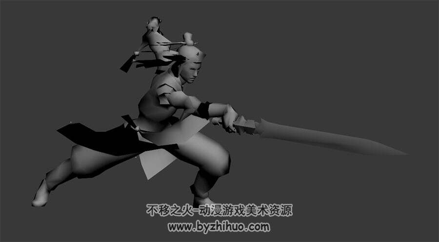 古装男子舞剑动作3DMax模型下载 无贴图