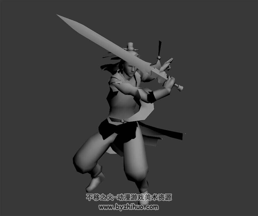 古装男子舞剑动作3DMax模型下载 无贴图