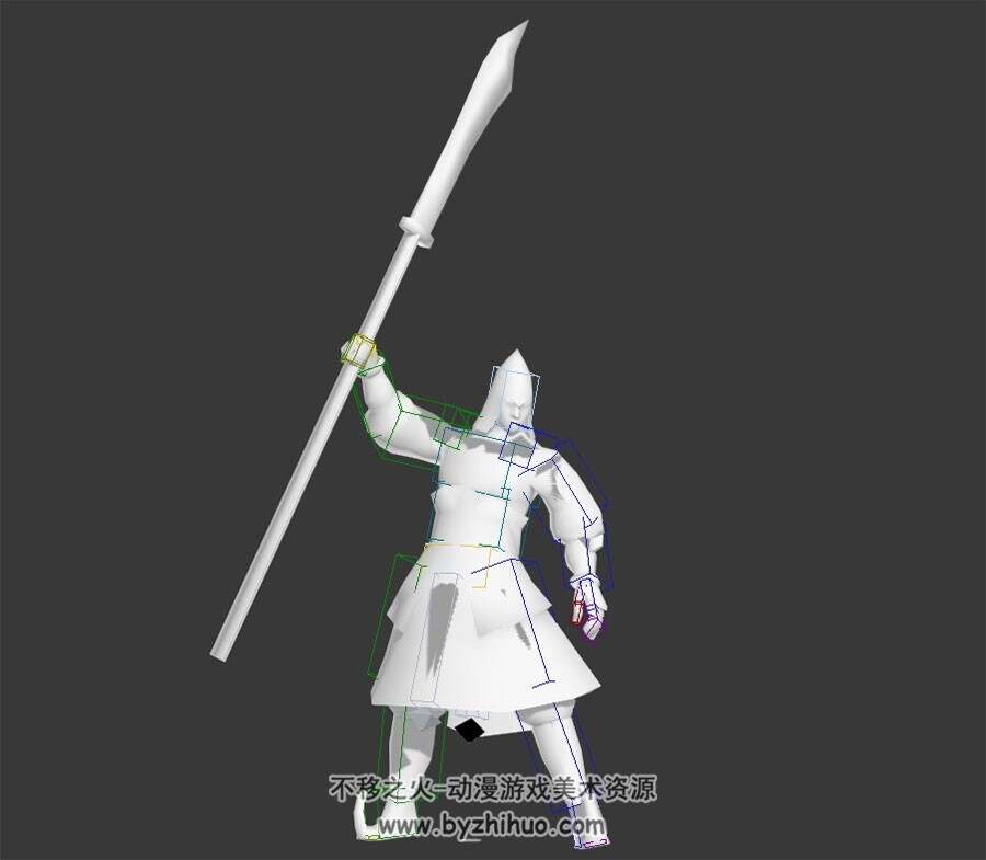 中式古装将士士兵耍大刀动作3DMax模型分享