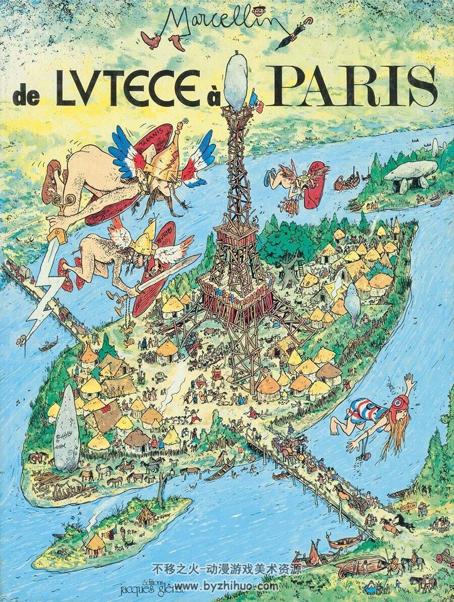 De Lutèce à Paris 全一册 Jean Marcellin 卡通彩色讽刺重口漫画