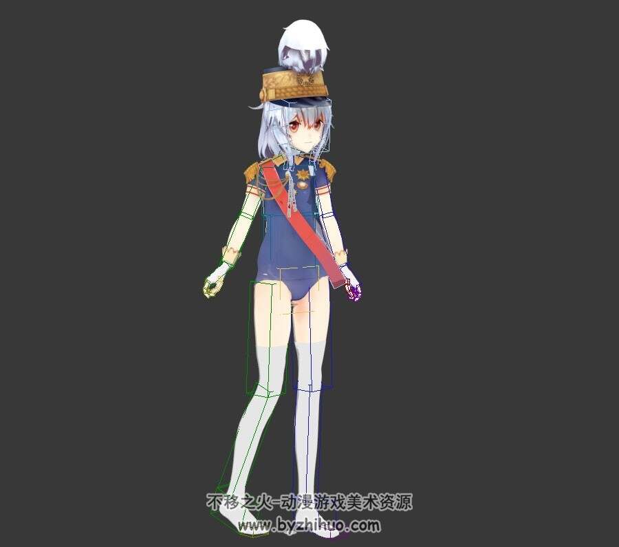 动漫游戏人物角色二次元女孩3DMax模型pose带绑定下载