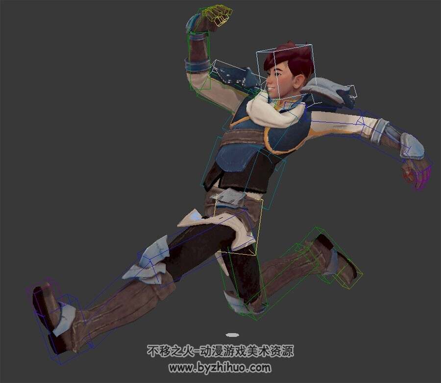 跑步pose男孩3DMax模型下载 带绑定