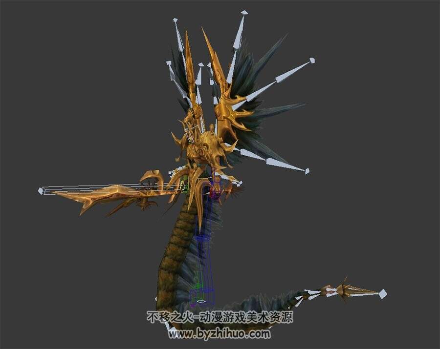 金身蛇神蛇怪游戏BOSS带绑定3DMax模型下载