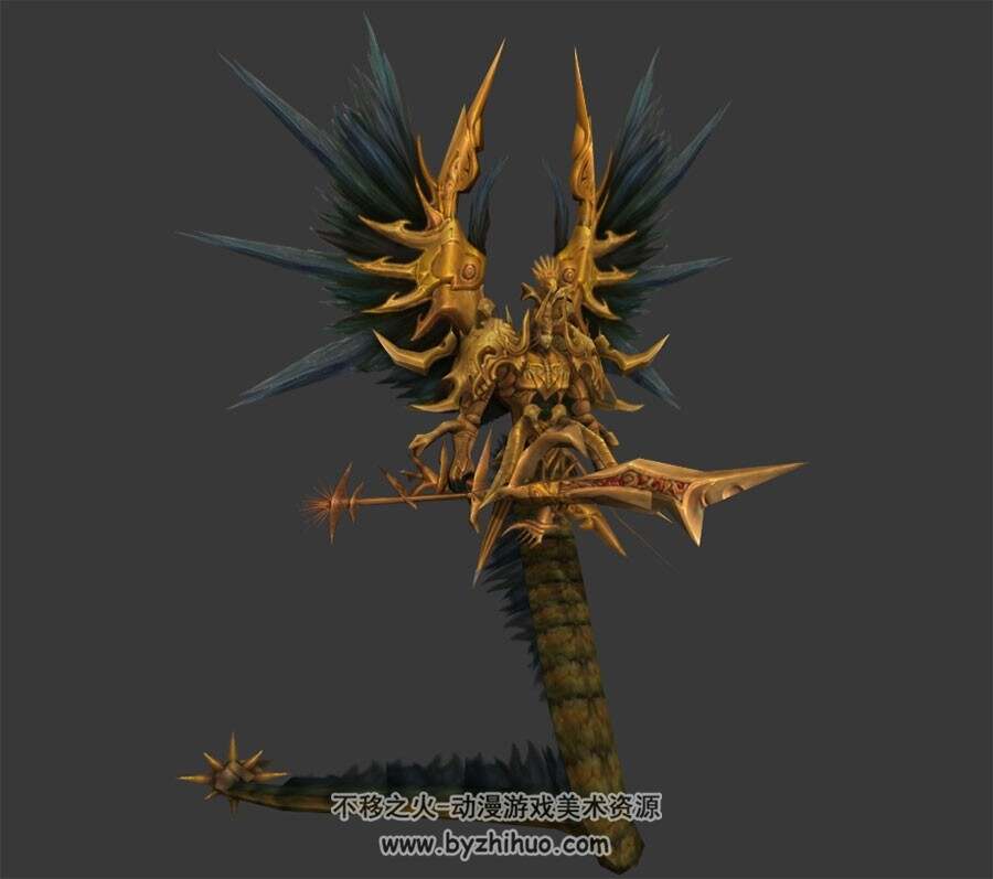 金身蛇神蛇怪游戏BOSS带绑定3DMax模型下载