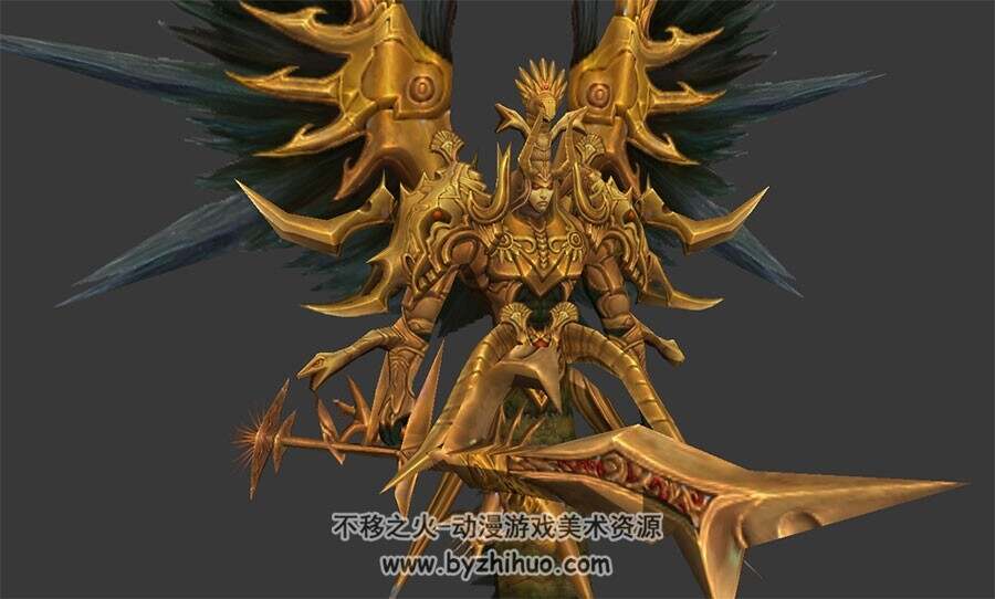 金身蛇神蛇怪游戏BOSS带绑定3DMax模型下载