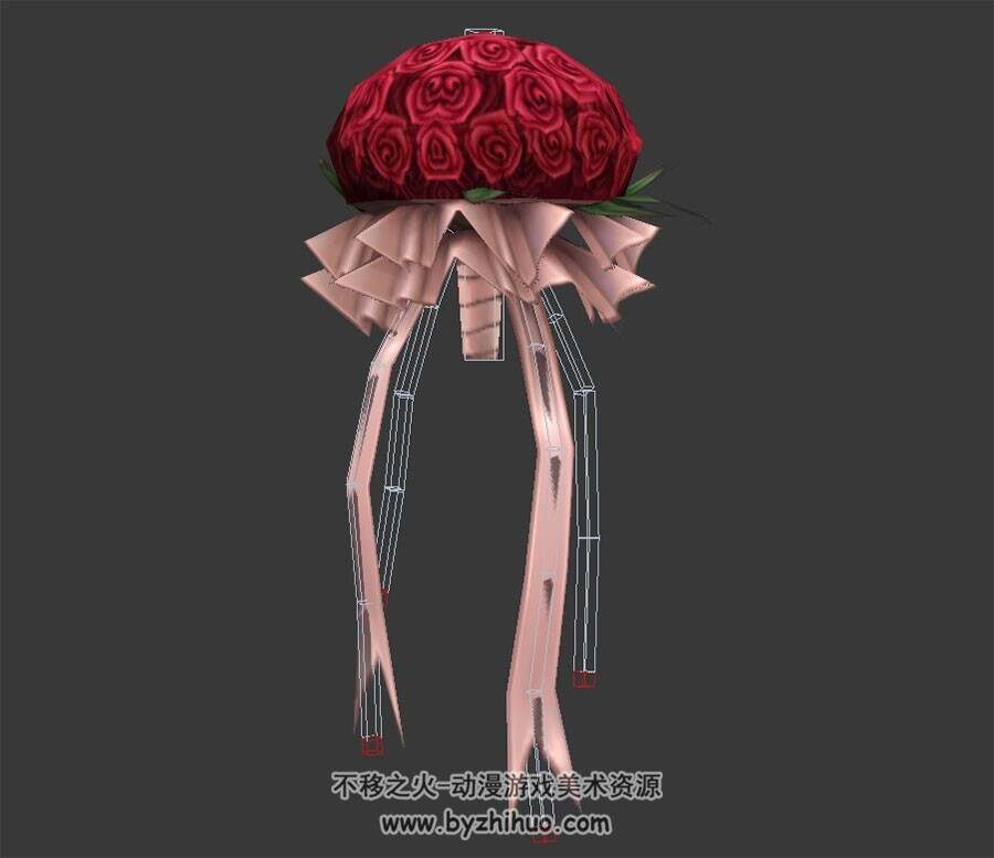 一束玫瑰花带绑定3DMax模型下载