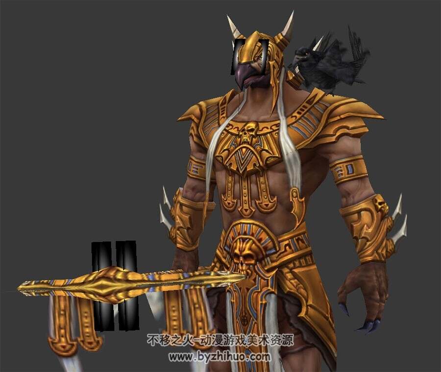 魔幻游戏角色鹰神荷鲁斯3DMax模型带绑定下载