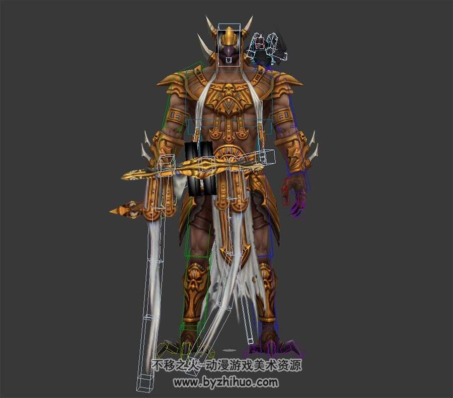 魔幻游戏角色鹰神荷鲁斯3DMax模型带绑定下载