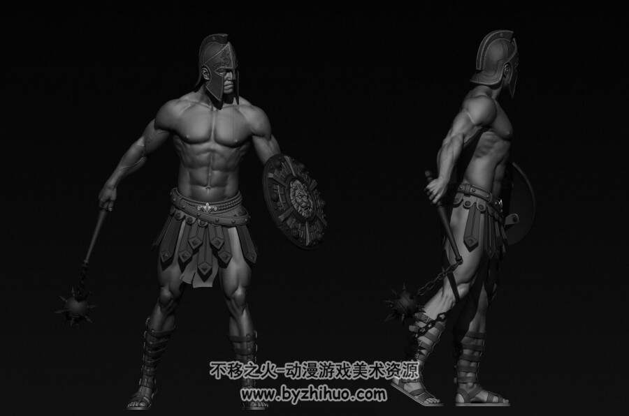 高品质罗马勇士战士3d模型四边面分享 含多种格式下载
