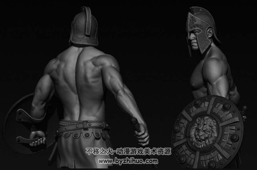 高品质罗马勇士战士3d模型四边面分享 含多种格式下载