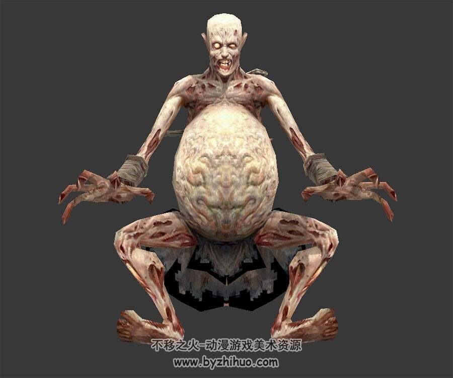 游戏怪物大肚子丧尸僵尸3D模型 格式obj下载