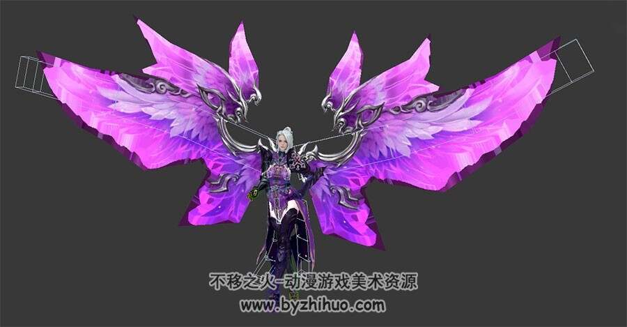 百魂战记游戏角色3个美女3DMax模型合集 行走动作带绑定带翅膀贴图