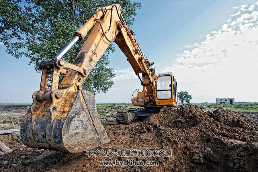 挖土机推土机矿山车卡车  高清大图素材图片贴图资源下载