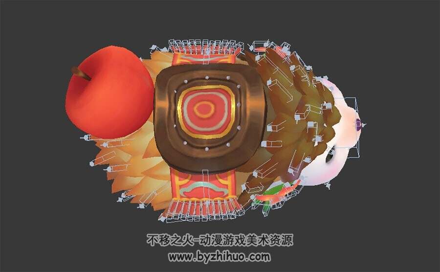 中式仙侠类游戏动物座骑小刺猬3DMax模型带绑定下载