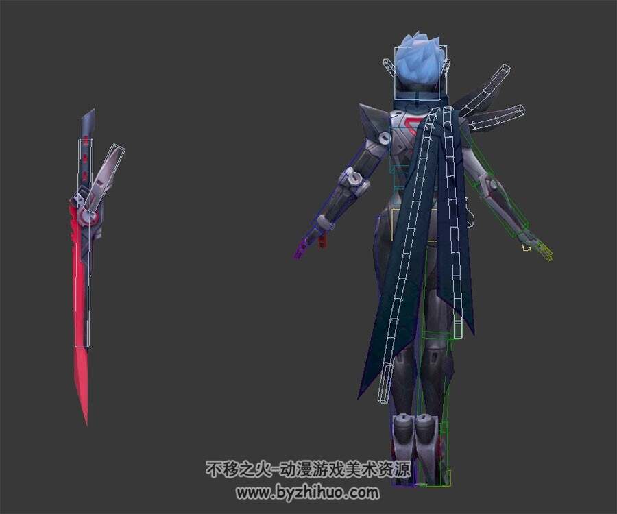 lol英雄联盟无双剑姬皮肤源计划火3DMax模型 带绑定下载