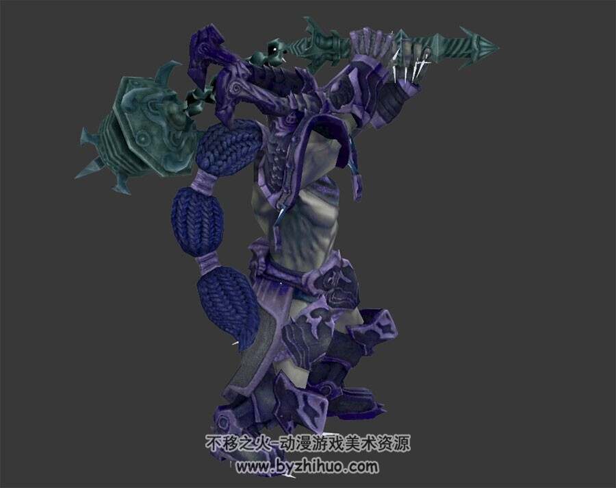 全套动作带骨骼的手持流星锤玄幻类游戏男性妖怪角色3DMax模型下载